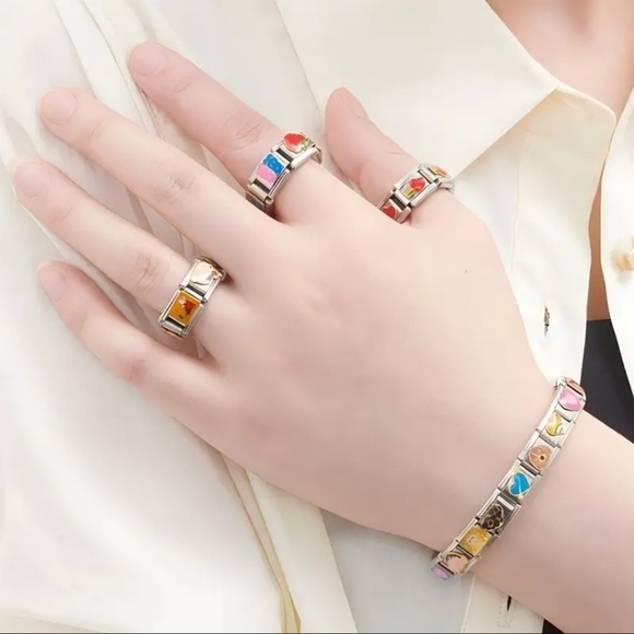 Italian Charm Dangling Moon Stars and Pearls‎ Zircon Gem Italian Charm Bracelet - Picture 4 of 14